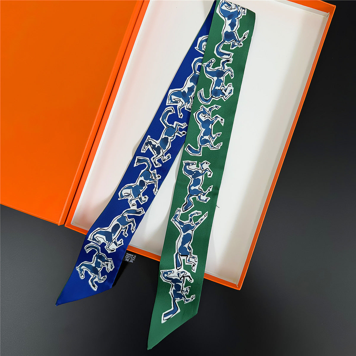 Silk Scarf Featuring Horse Pattern Made Of Polyester, Perfect For Spring