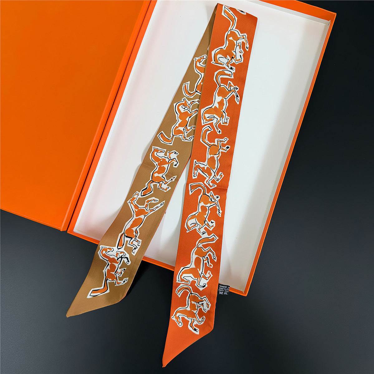 Silk Scarf Featuring Horse Pattern Made Of Polyester, Perfect For Spring