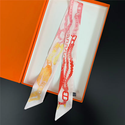 Silk Scarf Featuring Horse Pattern Made Of Polyester, Perfect For Spring