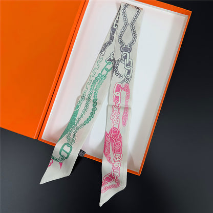 Silk Scarf Featuring Horse Pattern Made Of Polyester, Perfect For Spring