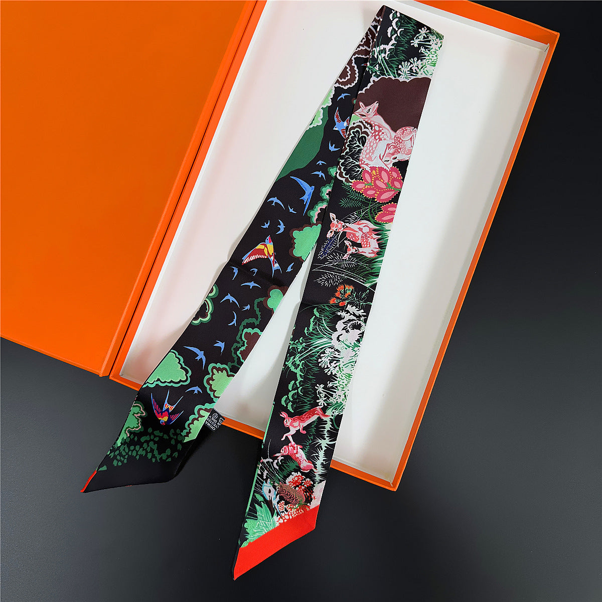 Silk Scarf Featuring Horse Pattern Made Of Polyester, Perfect For Spring