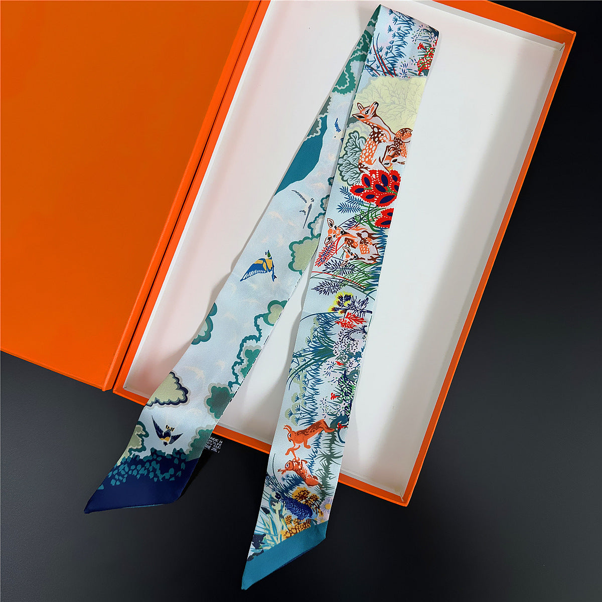 Silk Scarf Featuring Horse Pattern Made Of Polyester, Perfect For Spring