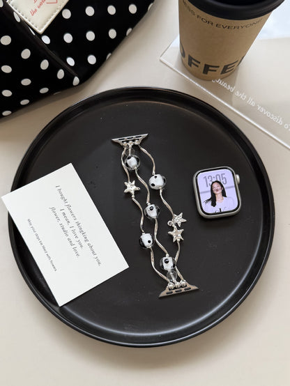 Cute Apple Watch Strap With Artificial Pearl Material Featuring Polka Dot Pattern