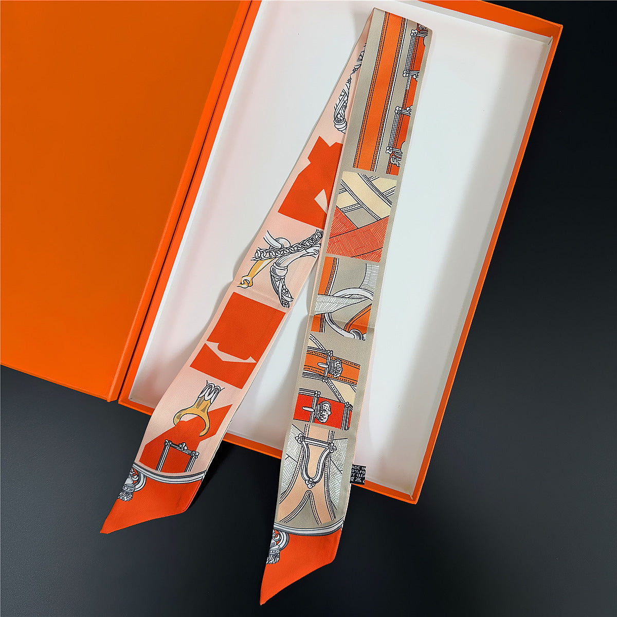 Silk Scarf Featuring Horse Pattern Made Of Polyester, Perfect For Spring