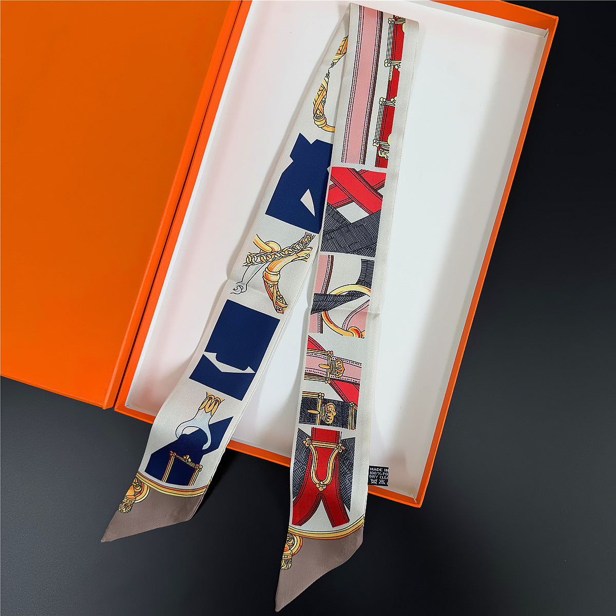 Silk Scarf Featuring Horse Pattern Made Of Polyester, Perfect For Spring