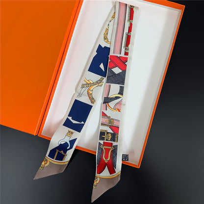 Silk Scarf Featuring Horse Pattern Made Of Polyester, Perfect For Spring