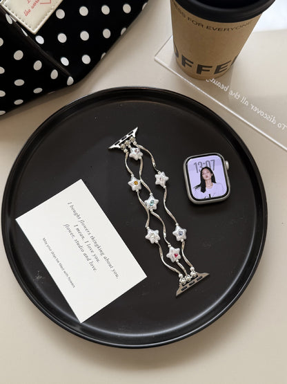 Cute Apple Watch Strap With Artificial Pearl Material Featuring Polka Dot Pattern