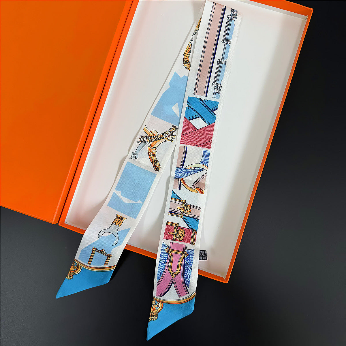 Silk Scarf Featuring Horse Pattern Made Of Polyester, Perfect For Spring