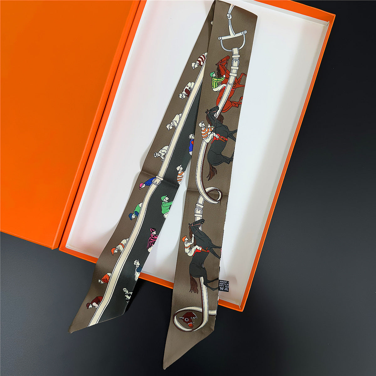 Silk Scarf Featuring Horse Pattern Made Of Polyester, Perfect For Spring