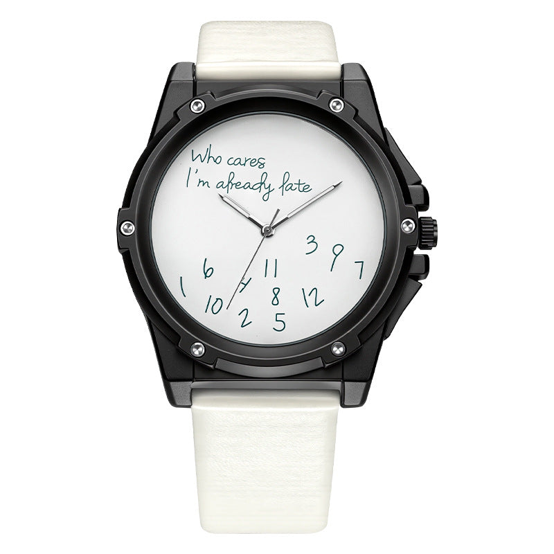 Unisex Quartz Watch With Genuine Leather Strap And Horseshoe Buckle, Round Dial Featuring Tempered Glass And Pointer Display