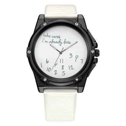 Unisex Quartz Watch With Genuine Leather Strap And Horseshoe Buckle, Round Dial Featuring Tempered Glass And Pointer Display