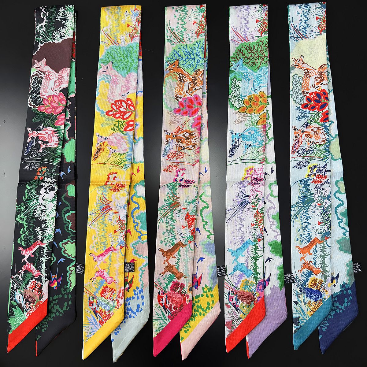 Silk Scarf Featuring Horse Pattern Made Of Polyester, Perfect For Spring