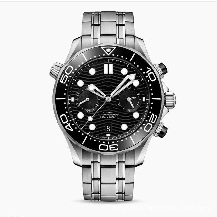 Men's Quartz Watch With Round Dial, Tempered Glass Mirror, Rubber Strap, And Horseshoe Buckle