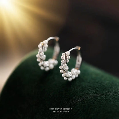 Silver Circle Earrings For Women In S999 Silver, Platinum Plated With Electroplated Finish
