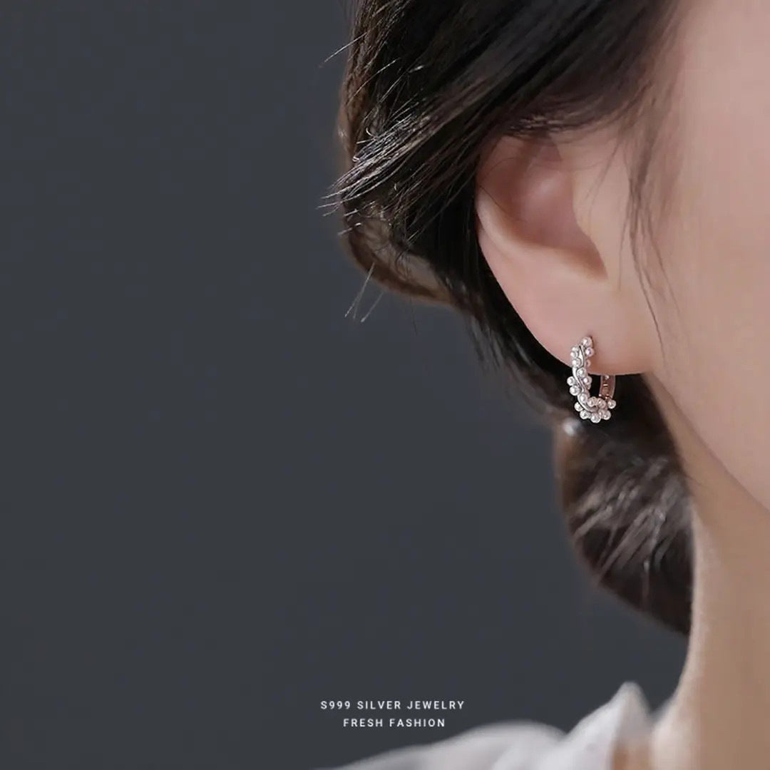 Silver Circle Earrings For Women In S999 Silver, Platinum Plated With Electroplated Finish