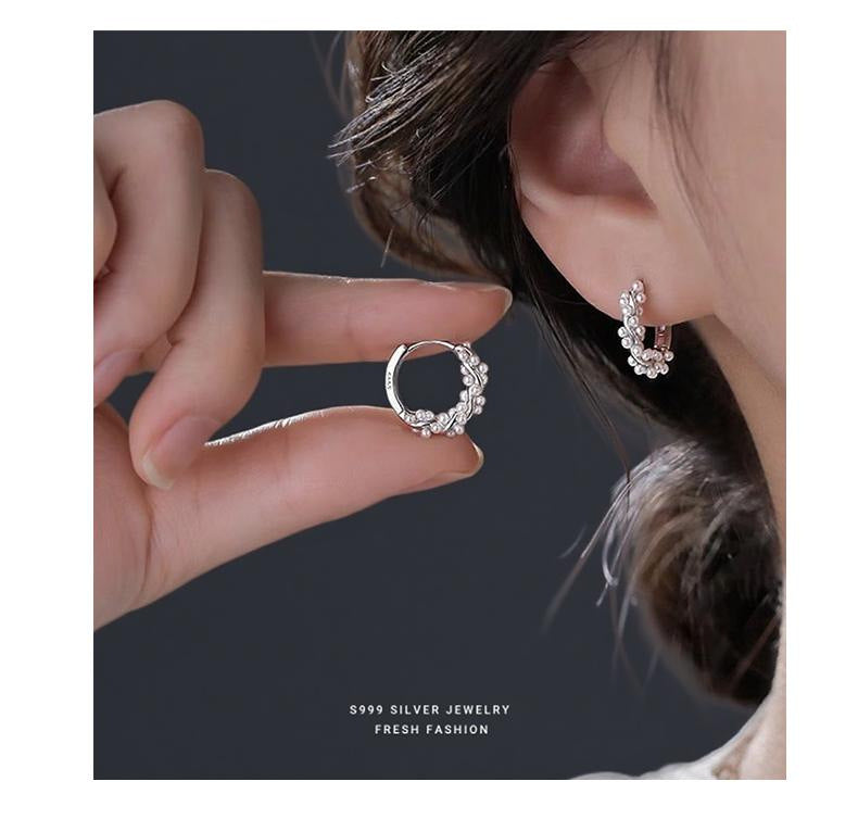 Silver Circle Earrings For Women In S999 Silver, Platinum Plated With Electroplated Finish
