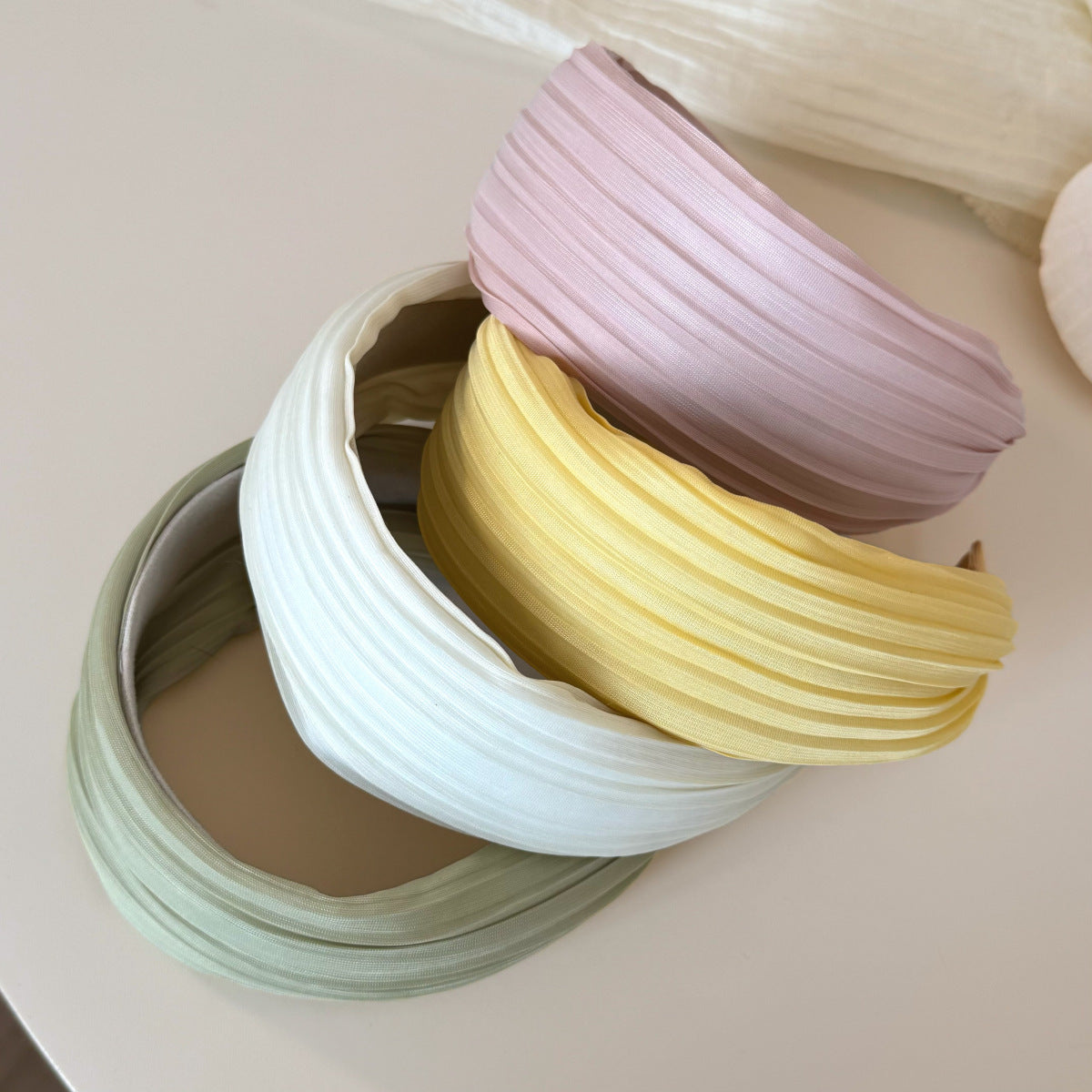 Sweet Irregular Hair Band For Women In Natural Pink, Made Of Cloth, Perfect For Summer
