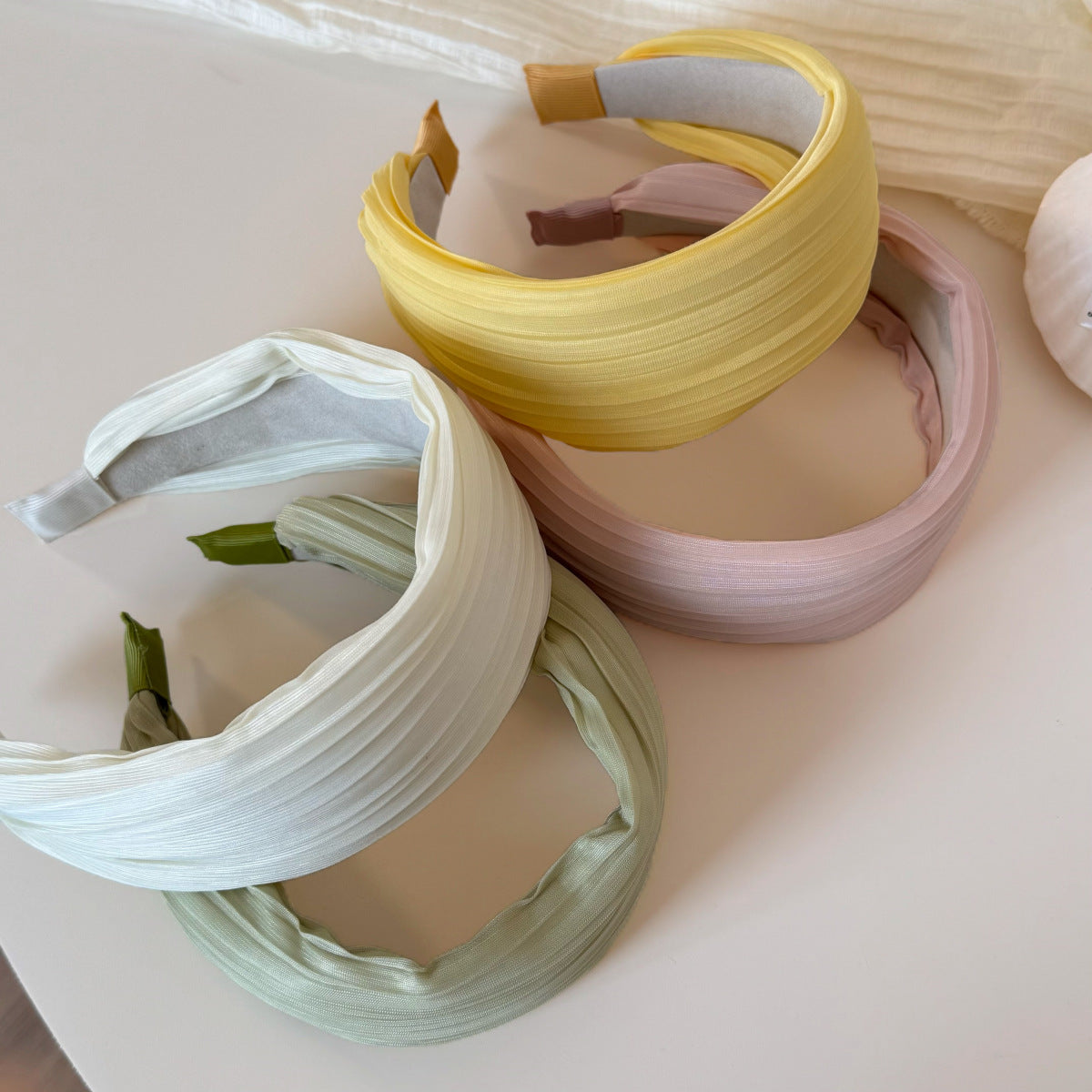 Sweet Irregular Hair Band For Women In Natural Pink, Made Of Cloth, Perfect For Summer