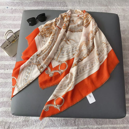 Women's Multicolor Polyester Horse Pattern Shawl Scarf Suitable For All Seasons