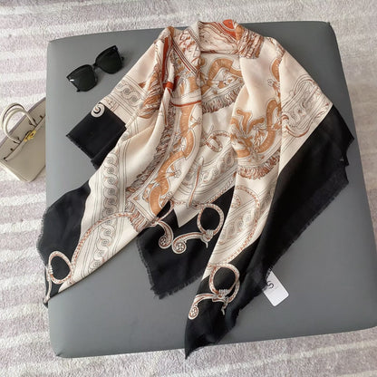 Women's Multicolor Polyester Horse Pattern Shawl Scarf Suitable For All Seasons
