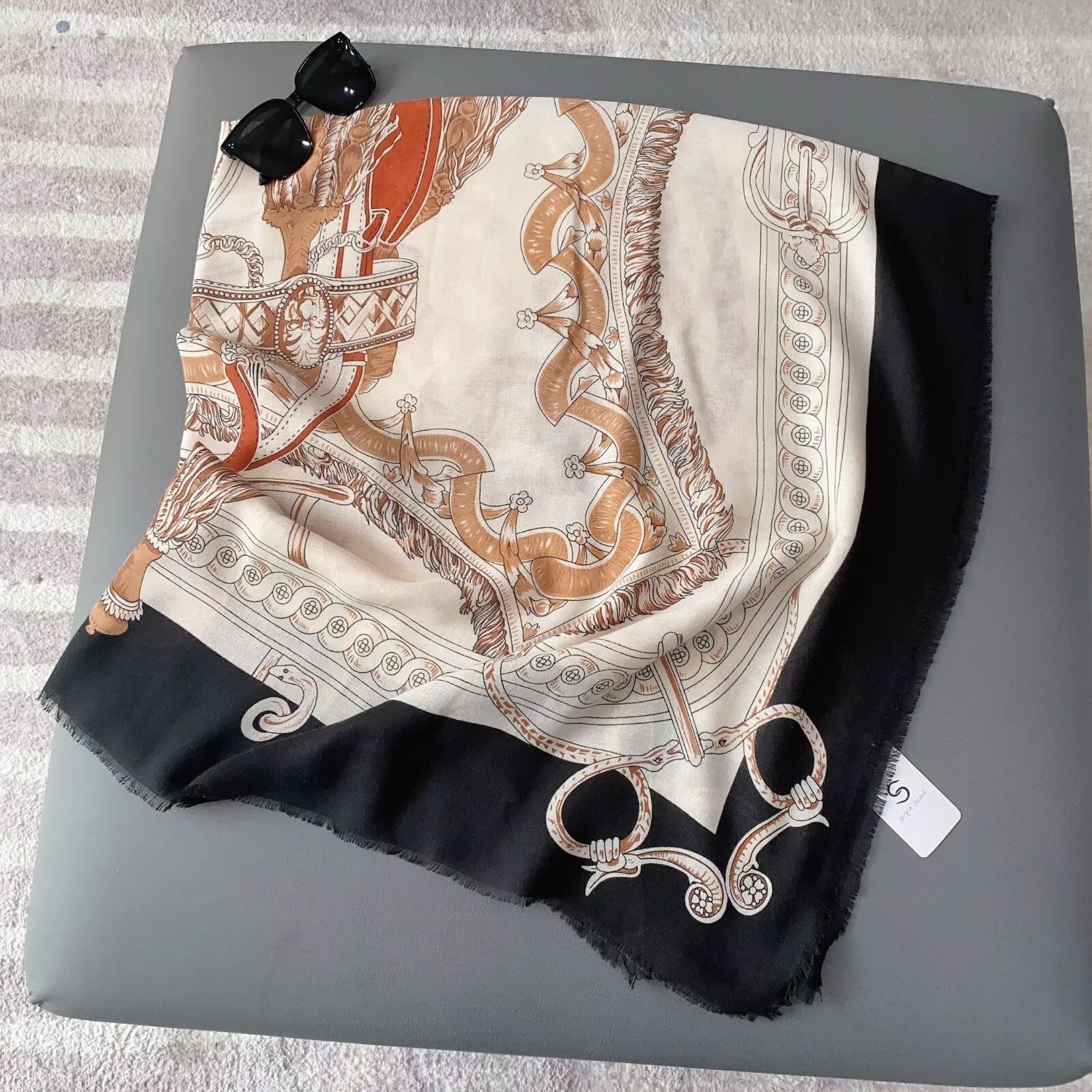 Women's Multicolor Polyester Horse Pattern Shawl Scarf Suitable For All Seasons