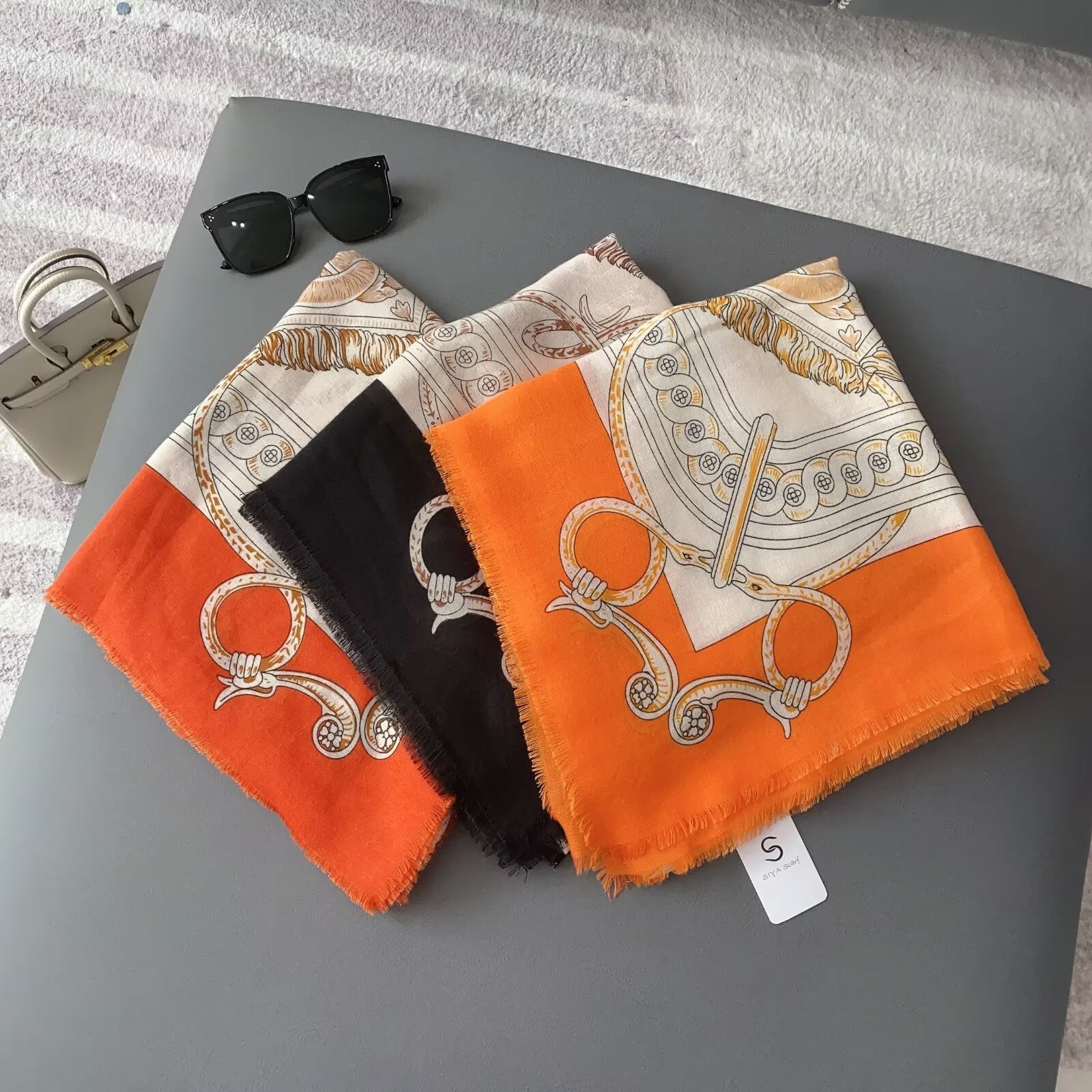 Women's Multicolor Polyester Horse Pattern Shawl Scarf Suitable For All Seasons