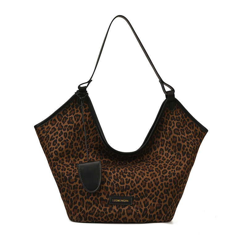 Leopard Print Genuine Leather Square Tote Bag For Women Featuring Ornament Design, Perfect For Autumn And Winter