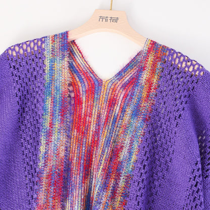 Solid Color Knit Shawl For Women In Dyed Black, Perfect For Spring Season
