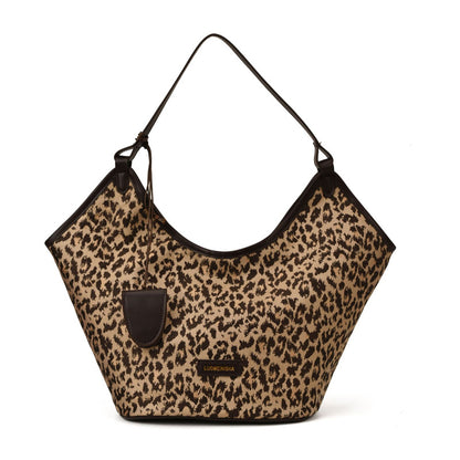 Leopard Print Genuine Leather Square Tote Bag For Women Featuring Ornament Design, Perfect For Autumn And Winter