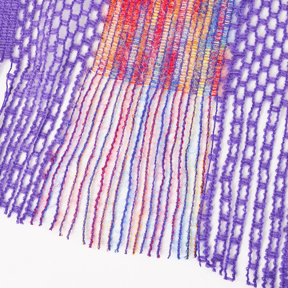 Solid Color Knit Shawl For Women In Dyed Black, Perfect For Spring Season