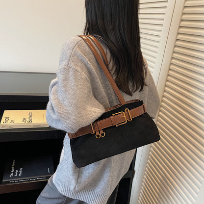 Women Color Block Square Underarm Bag With Single Shoulder Strap, Large Capacity For Autumn & Winter
