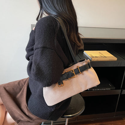 Women Color Block Square Underarm Bag With Single Shoulder Strap, Large Capacity For Autumn & Winter