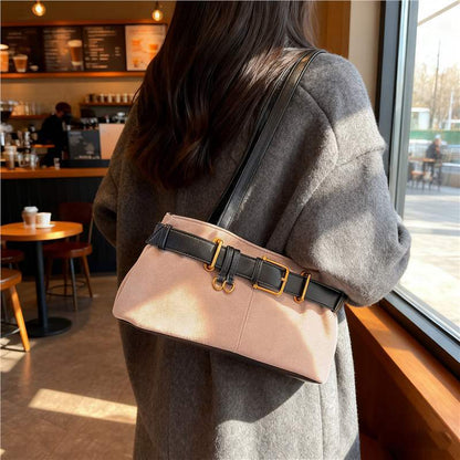 Women Color Block Square Underarm Bag With Single Shoulder Strap, Large Capacity For Autumn & Winter