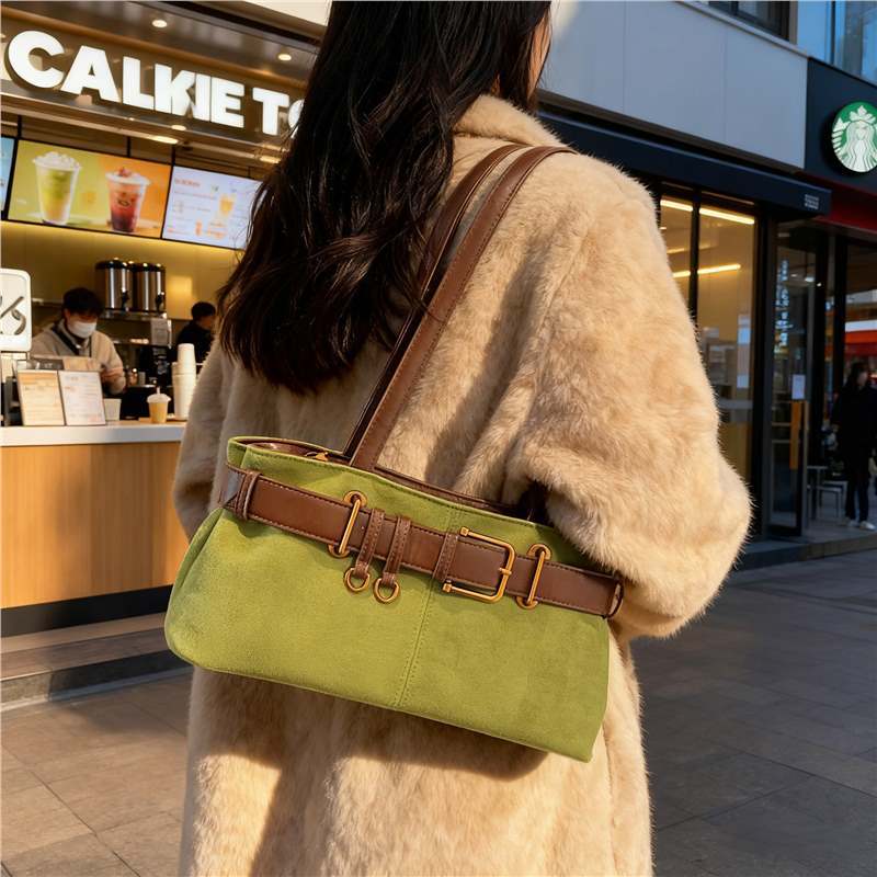 Women Color Block Square Underarm Bag With Single Shoulder Strap, Large Capacity For Autumn & Winter