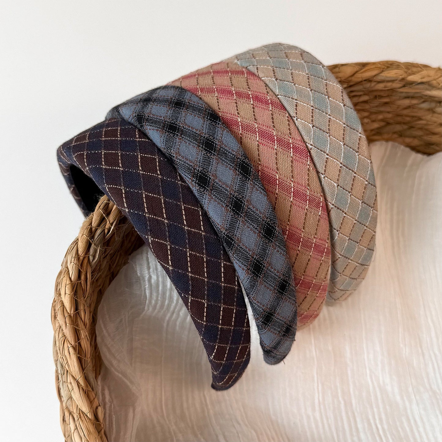 Oval Hair Band For Women In Navy Blue, Made Of Cloth, Perfect For Autumn