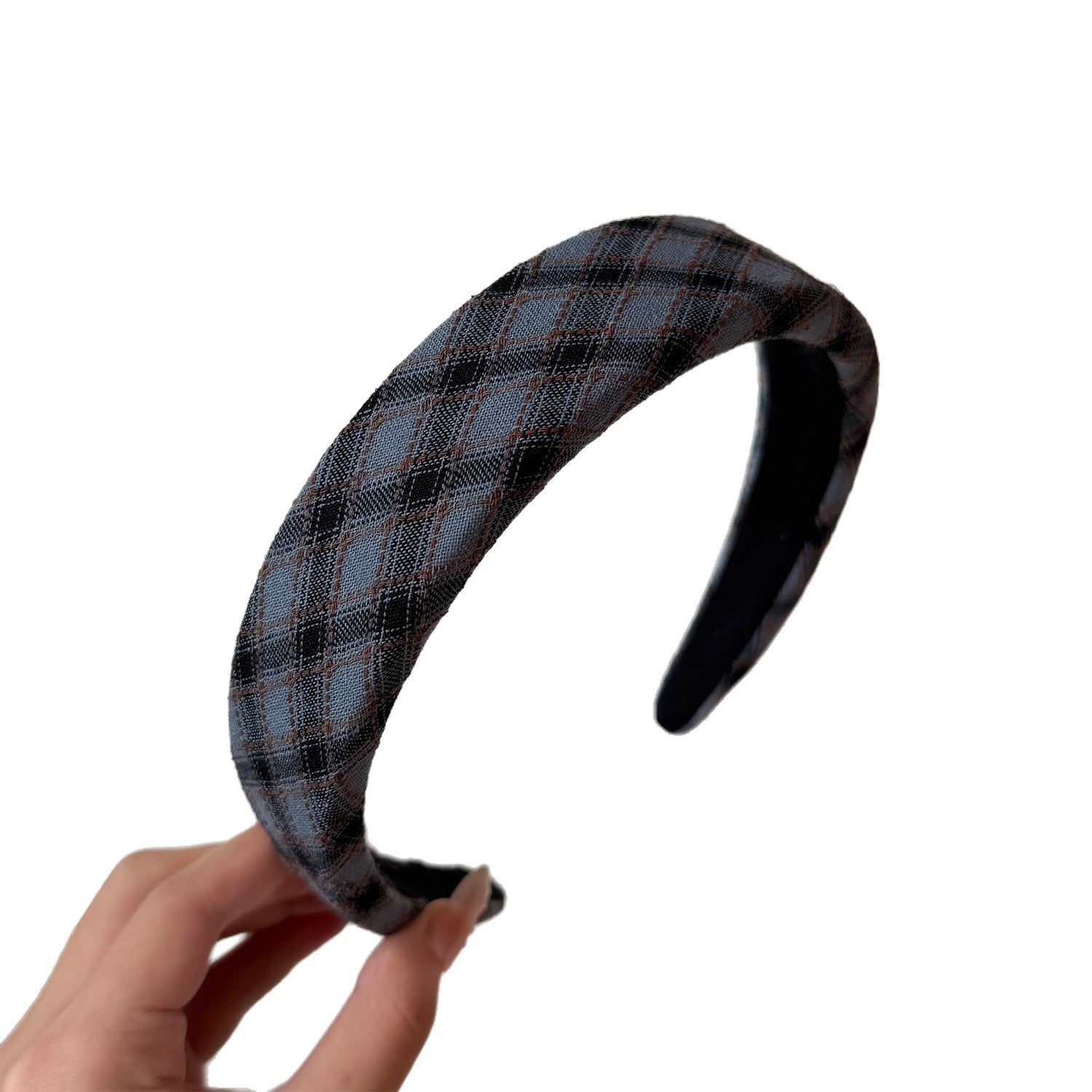 Oval Hair Band For Women In Navy Blue, Made Of Cloth, Perfect For Autumn
