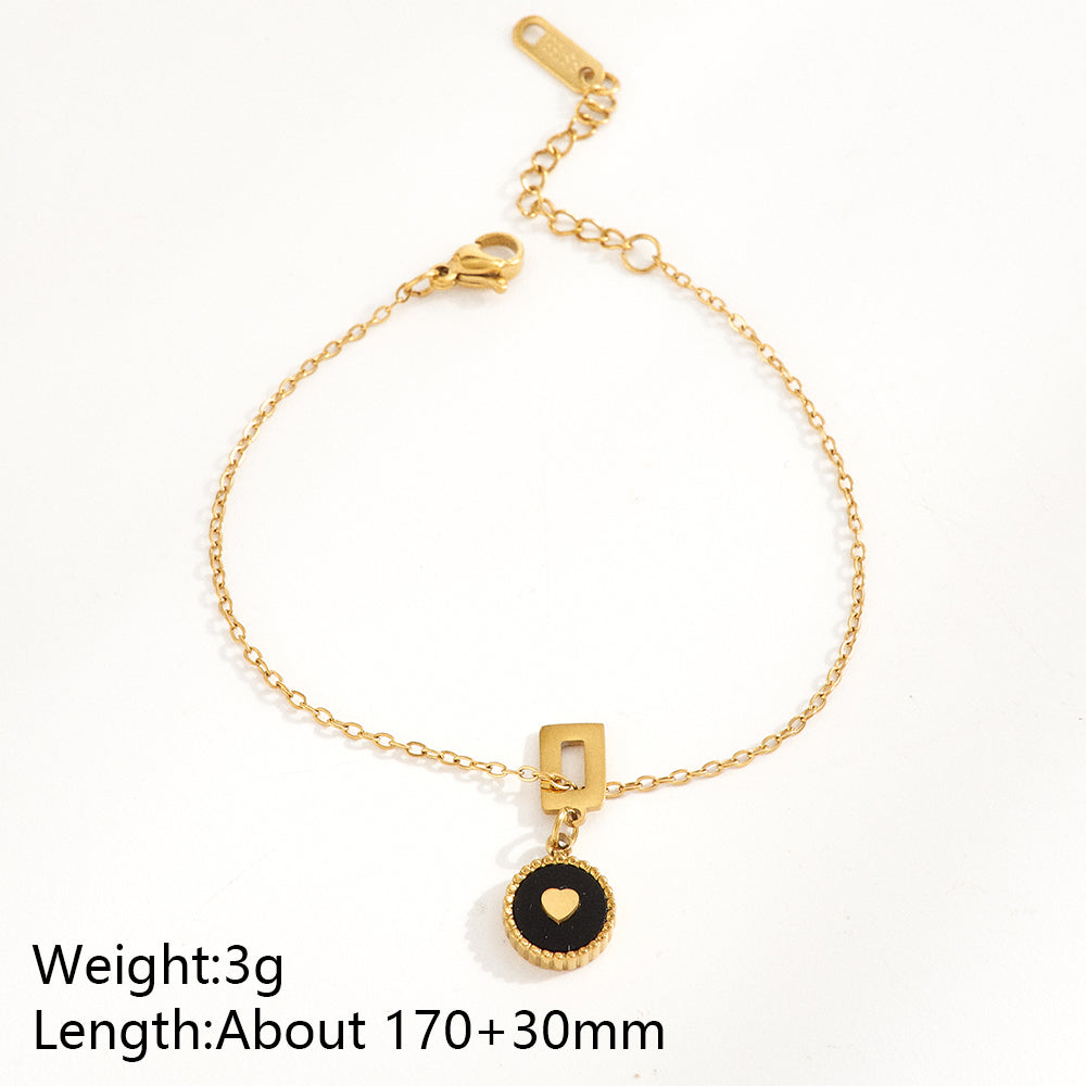 Trillion-cut Multi Charms Unisex Bracelet, 18K Gold PVD Electroplated, 304 Stainless Steel Chain With Rhinestones