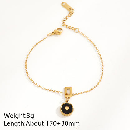 Trillion-cut Multi Charms Unisex Bracelet, 18K Gold PVD Electroplated, 304 Stainless Steel Chain With Rhinestones