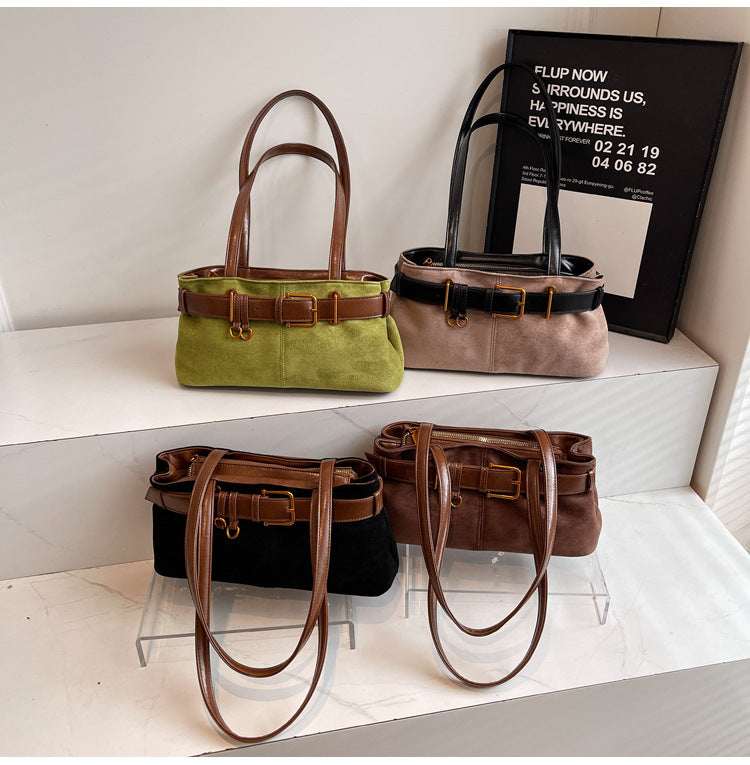 Women Color Block Square Underarm Bag With Single Shoulder Strap, Large Capacity For Autumn & Winter