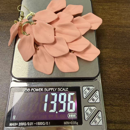 Natural Pink Petal Tassel Drop Earrings For Women With 925 Sterling Silver Studs