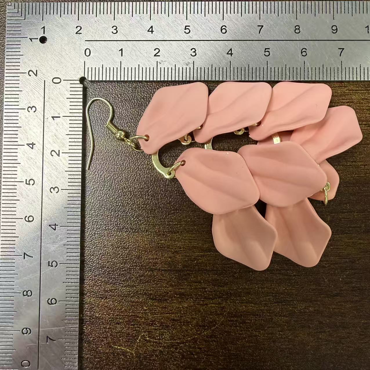 Natural Pink Petal Tassel Drop Earrings For Women With 925 Sterling Silver Studs