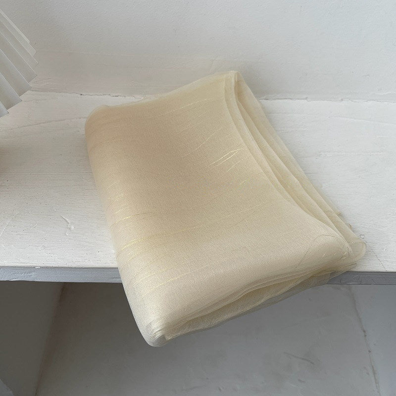 French Style Solid Color Shawl For Women In White Polyester, Perfect For Spring, Elegant Silk Scarf