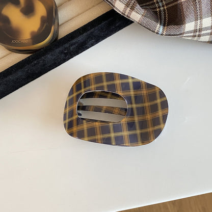 Preppy Style Plaid Hair Claws For Women In Blue, Made Of Acetic Acid Sheets, Perfect For Autumn
