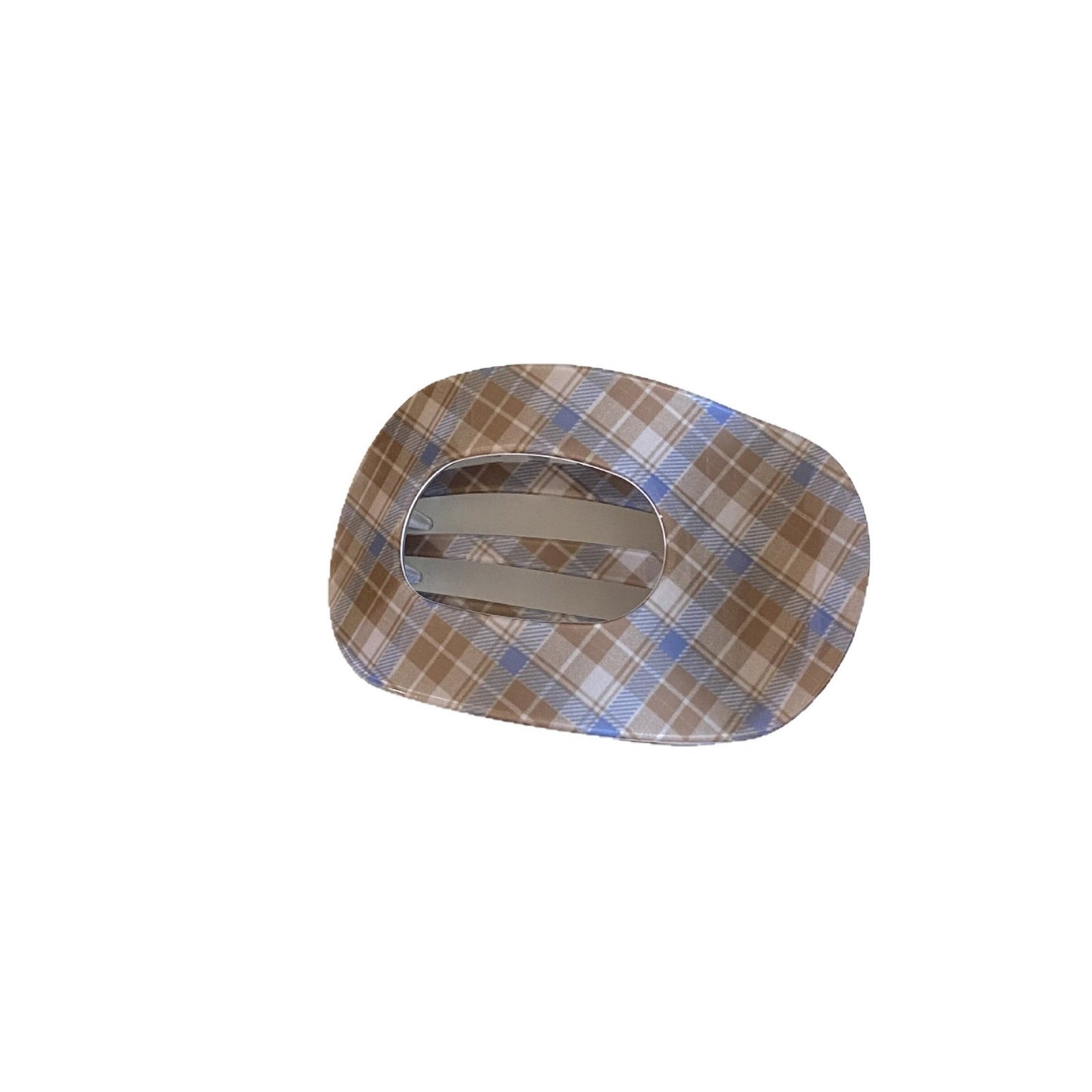 Preppy Style Plaid Hair Claws For Women In Blue, Made Of Acetic Acid Sheets, Perfect For Autumn