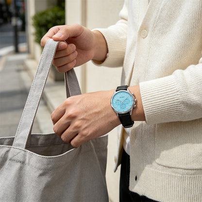 Men's Quartz Watch With Round Dial Featuring Tempered Glass And Horseshoe Buckle Strap