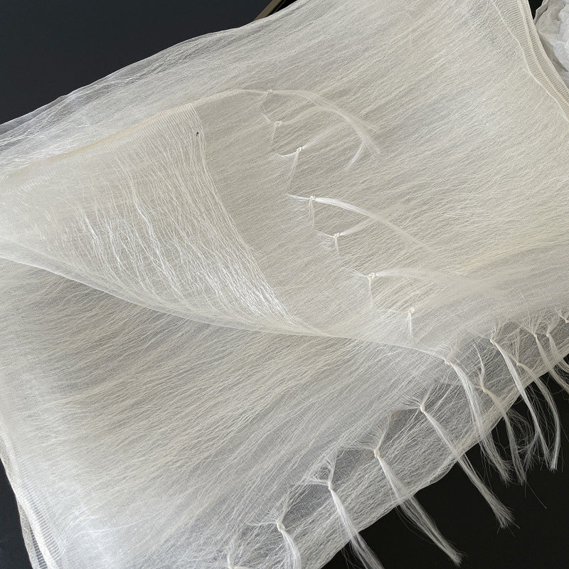 Original Design Solid Color Scarf In White Silk, Perfect For Spring & Summer