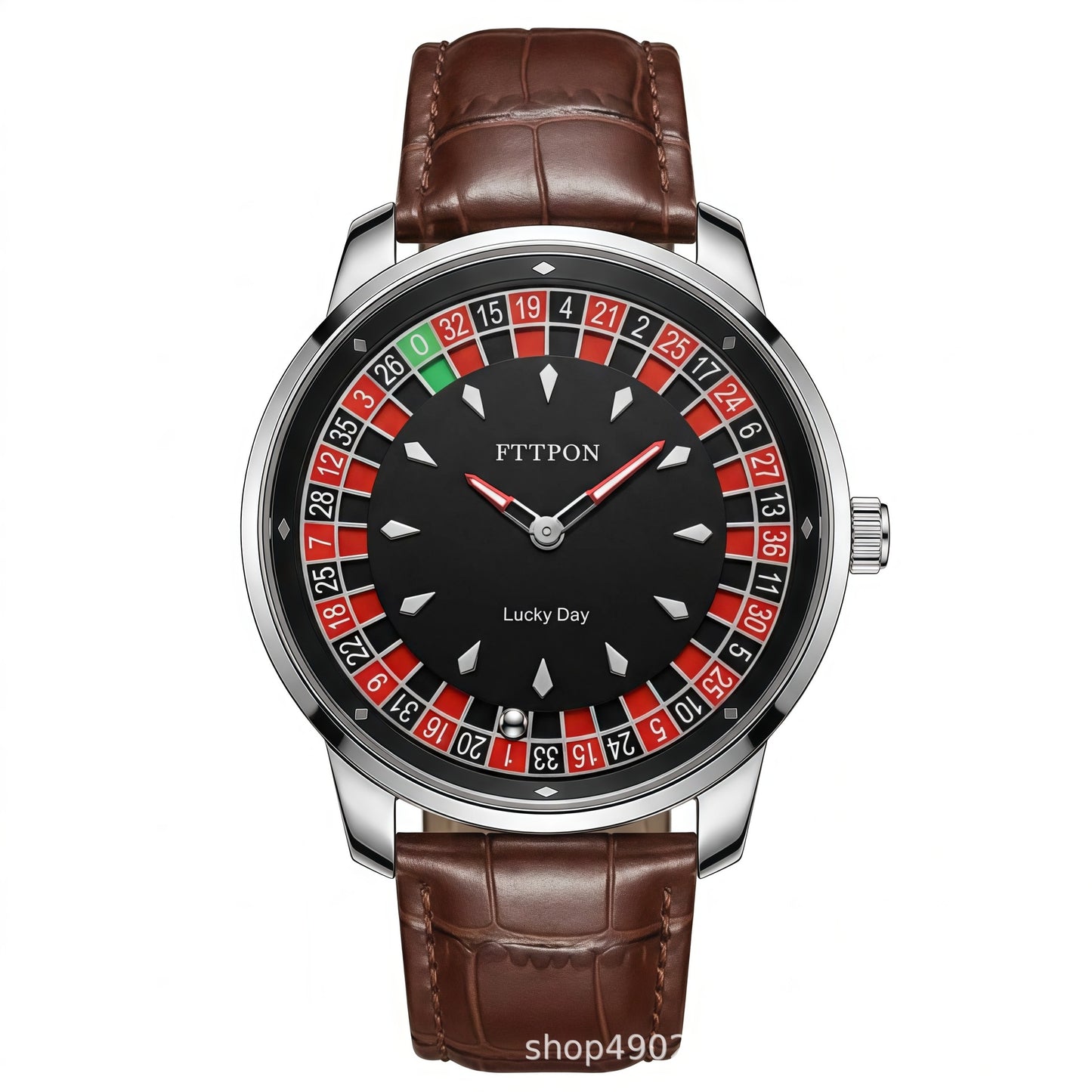 Men's Quartz Watch With Genuine Leather Strap And Pin Buckle Featuring Round Dial And Tempered Glass Mirror