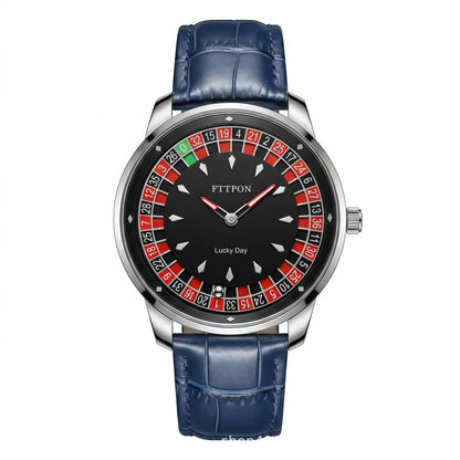 Men's Quartz Watch With Genuine Leather Strap And Pin Buckle Featuring Round Dial And Tempered Glass Mirror