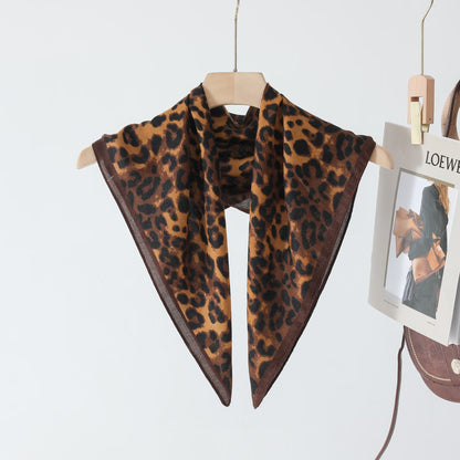 Silk Satin Scarf With Flowers Pattern In Commute Style, Perfect For Autumn Season