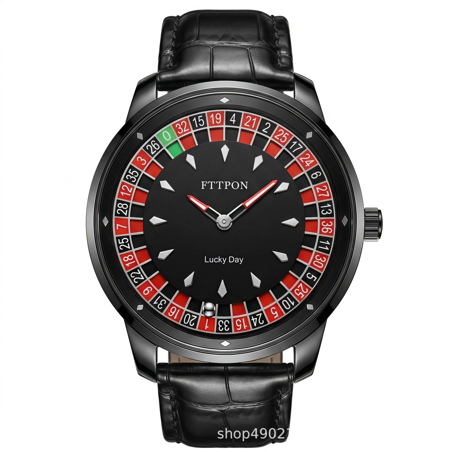 Men's Quartz Watch With Genuine Leather Strap And Pin Buckle Featuring Round Dial And Tempered Glass Mirror
